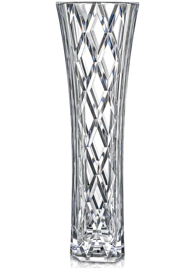 Jowgut Clear Crystal Vase, Decorative Tall Acrylic Flower Vase, 8" Thickened Heavy Design Unbreakable Diamond Pattern Vase for Centerpieces Wedding Party Gift Home Office Decor - Image 1